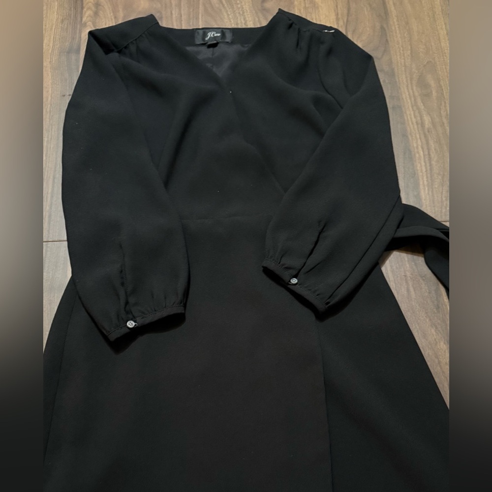 J. Crew Classic Black Long Sleeve Wrap Dress